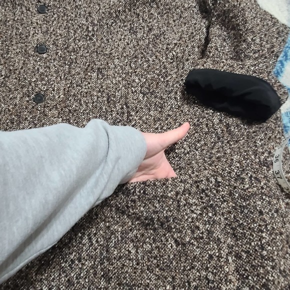 Eskandar Jacket Tweed 1 Lined Wool Blend Brown Black Oversized Lagenlook Boxy - Picture 12 of 14